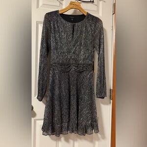 Chic Long Sleeve Black and Silver Dress